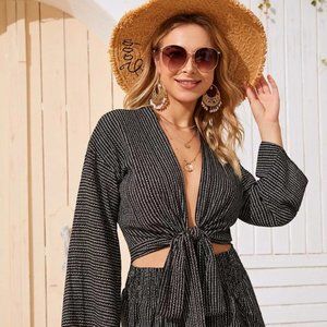 Tribal Print Bell Sleeve Top & Short